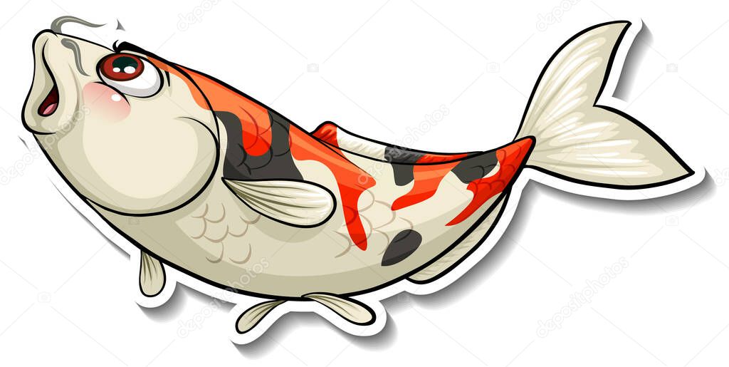 Koi carp fish cartoon sticker illustration