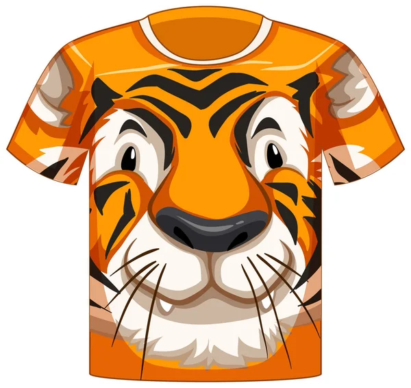 Przód Shirt Twarzą Tygrysa Wzór Ilustracji — Wektor stockowy