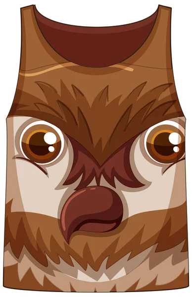 Tanktop Mit Gesicht Des Eulenmusters Illustration — Stockvektor