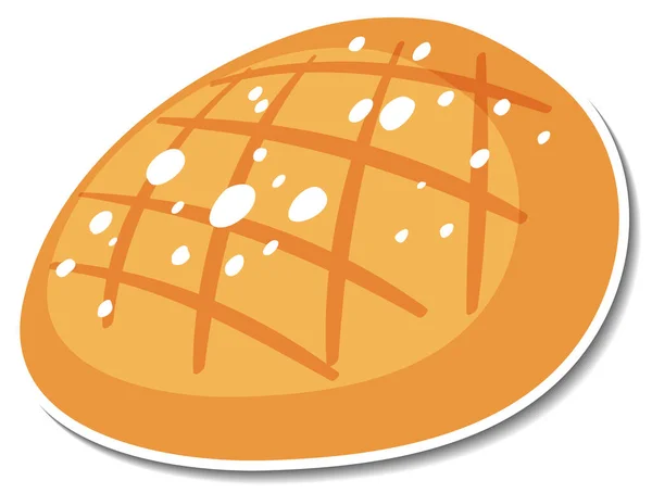 Rogge Ronde Brood Sticker Witte Achtergrond Illustratie — Stockvector