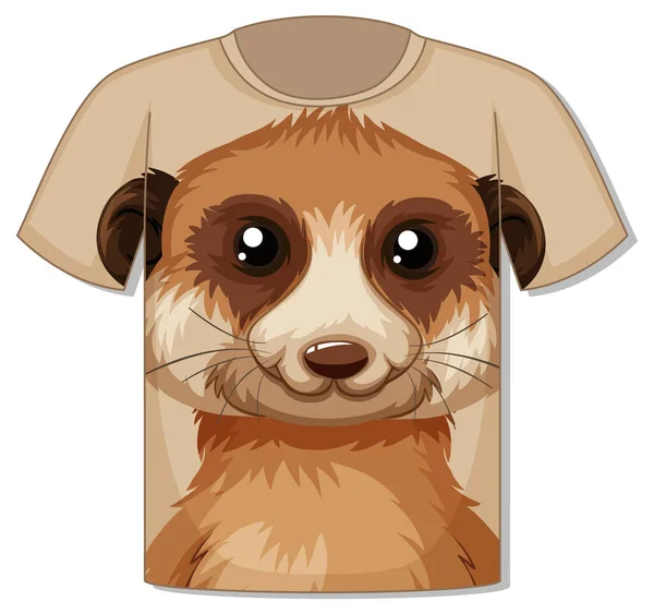 Framsida Shirt Med Meerkat Ansikte Mall Illustration — Stock vektor
