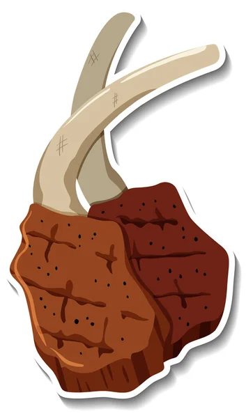 Een Gebakken Steak Sticker Witte Achtergrond Illustratie — Stockvector