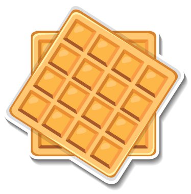 Beyaz arkaplan illüstrasyonunda kare waffle etiketi