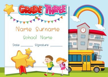 Üçüncü derece diploma veya sertifika şablonu çizimi