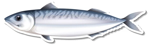 Mackerel Морська Риба Мультфільм Наклейка Ілюстрація — стоковий вектор