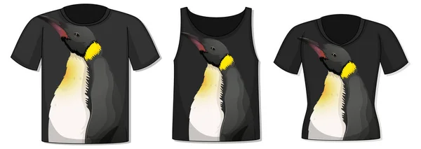 ペンギンテンプレートイラスト付きTシャツの前 — ストックベクタ