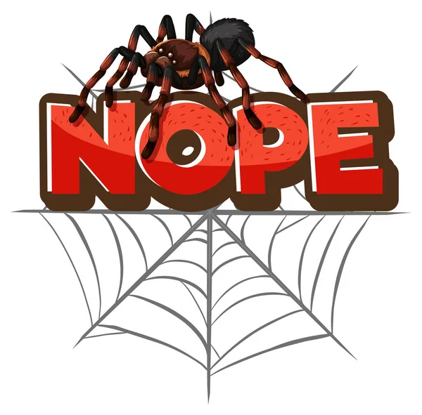 Spider Cartoon Character Nope Font Banner Isolated Illustration — Stock Vector