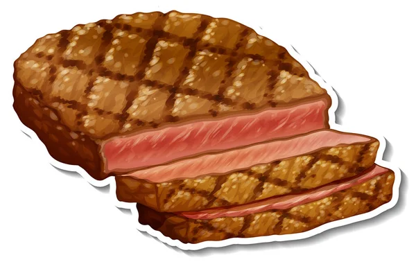 Ein Frittiertes Steak Aufkleber Auf Weißem Hintergrund Illustration — Stockvektor