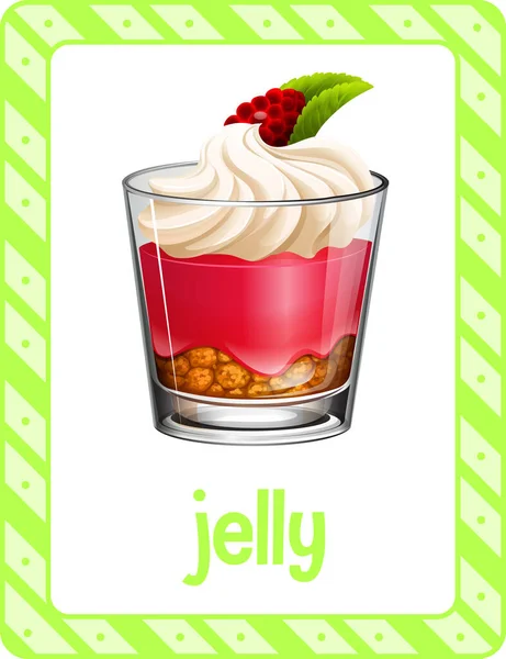 Vocabulary Flashcard Word Jelly Illustration — Stock Vector