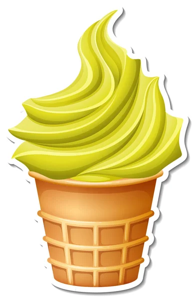 Banánová Zmrzlina Vaflovacím Kuželu Ilustrace — Stockový vektor