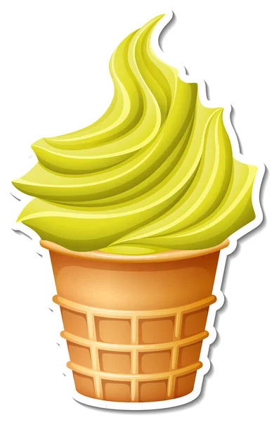 Banaan Ijs Wafelkegel Sticker Illustratie — Stockvector