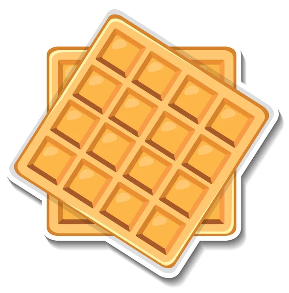 Pegatina Cuadrada Waffle Sobre Fondo Blanco Ilustración — Vector de stock