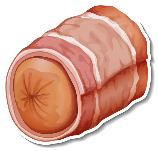 Bacon Wrapped Sausage Sticker White Background Illustration — Stock Vector