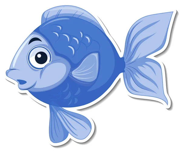 Peixe Bonito Animal Mar Desenho Animado Etiqueta Ilustração —  Vetores de Stock