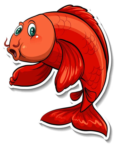 Koi Carp Fish Cartoon Sticker Illustration — Stock Vector