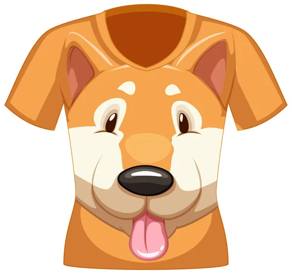 Parte Delantera Camiseta Con Cara Del Patrón Perro Shiba Ilustración — Vector de stock