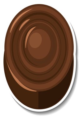 Beyaz arkaplanda izole edilmiş çikolatalı kek etiketi