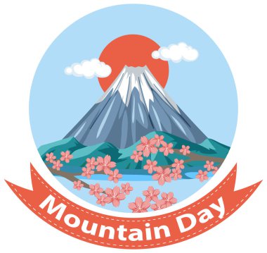 Fuji Dağı izole edilmiş illüstrasyonlu Dağ Günü afişi
