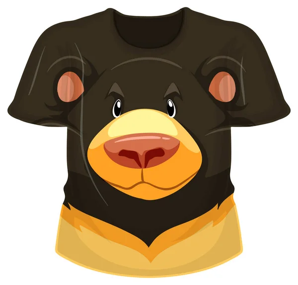 Frente Shirt Com Padrão Urso Preto Ilustração — Vetor de Stock