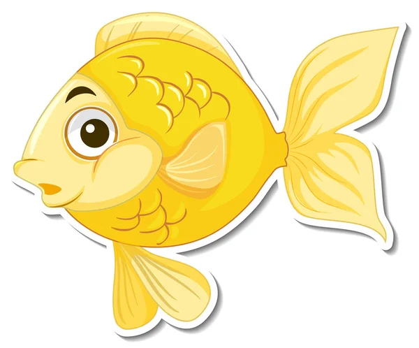 Niedlichen Fisch Meer Tier Cartoon Aufkleber Illustration — Stockvektor
