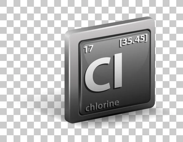 Chlorchemisches Element Chemisches Symbol Mit Ordnungszahl Und Atommasse Illustration — Stockvektor