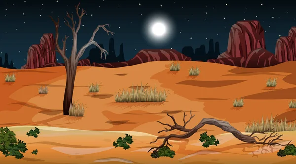Пустельний Ліс Нічній Сцені — стоковий вектор