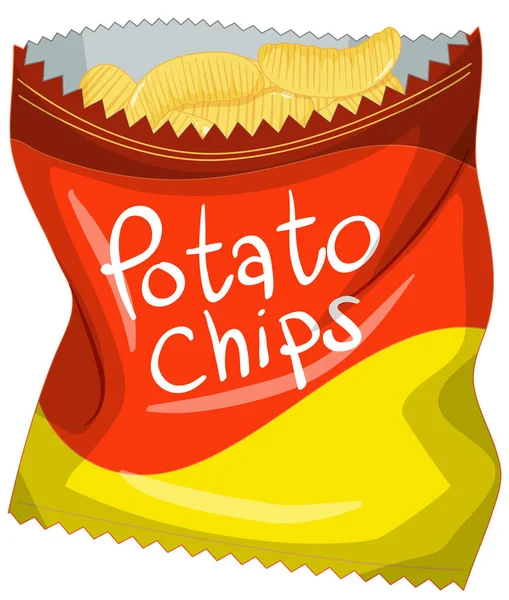 Opened Pack Potato Chips Isolated Illustration - Stok Vektor