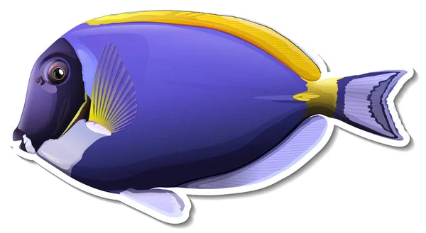 Palette Surgeonfish Sea Animal Sticker Illustration —  Vetores de Stock