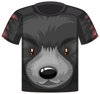 Front of t-shirt with face of black bear pattern illustration