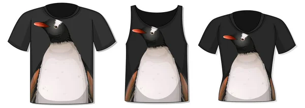 Przód Shirt Wzorem Pingwina Ilustracja — Wektor stockowy