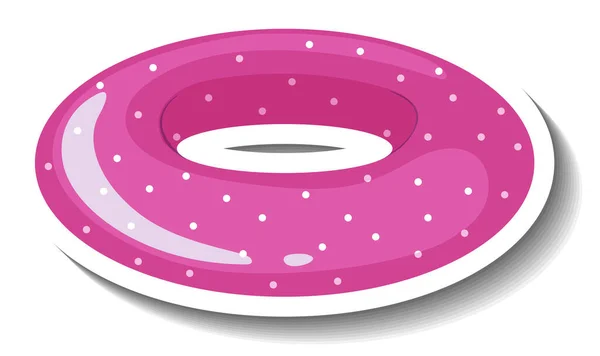 Een Sticker Sjabloon Met Roze Gestippelde Zwemring Illustratie — Stockvector