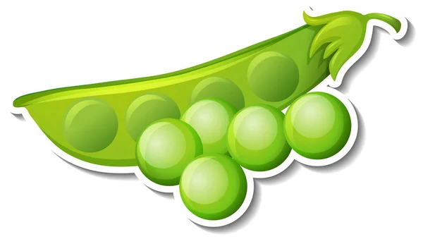 Groene Bonen Sticker Witte Achtergrond Illustratie — Stockvector