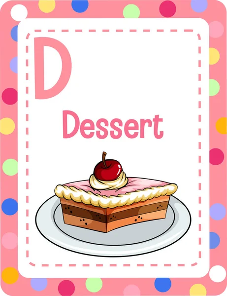 Alfabetet Flashcard Med Bokstaven För Dessert Illustration — Stock vektor