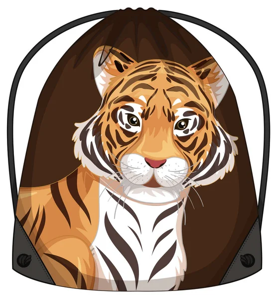 Drawstring Backpack Tiger Pattern Illustration — Stock Vector