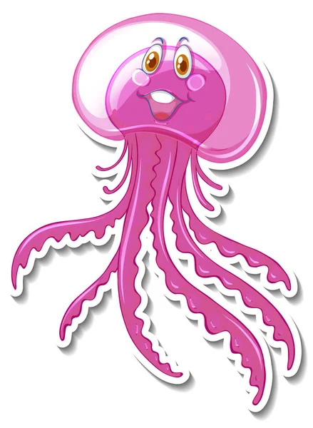 かわいいクラゲのキャラクタースタンプイラスト — ストックベクタ
