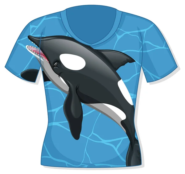 Devant Shirt Avec Motif Orca Illustration — Image vectorielle