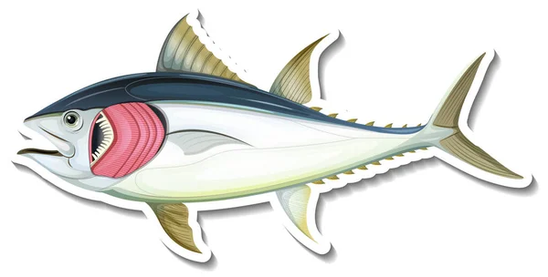 Pegatina Pescado Con Branquias Sobre Fondo Blanco Ilustración — Vector de stock