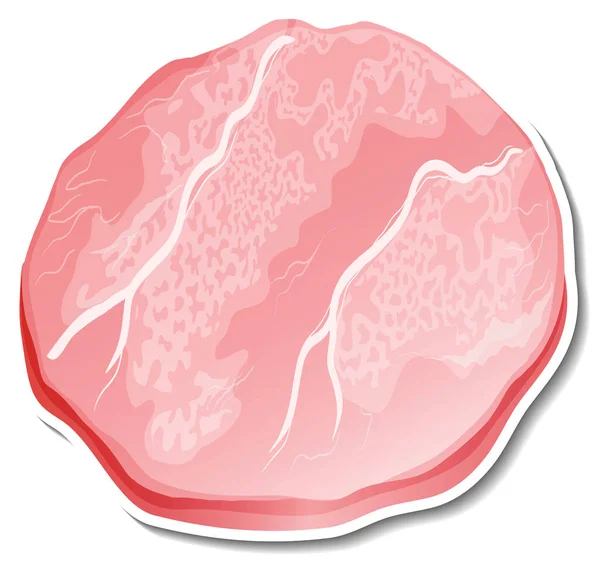 Pegatina Carne Cruda Sobre Fondo Blanco Ilustración — Vector de stock