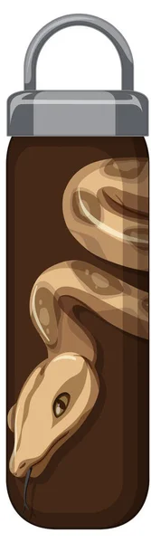 Une Bouteille Thermos Marron Avec Illustration Motif Serpent — Image vectorielle