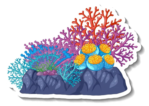 Ένα Πρότυπο Αυτοκόλλητο Coral Στοιχείο Θάλασσας Απομονωμένη Εικόνα — Διανυσματικό Αρχείο