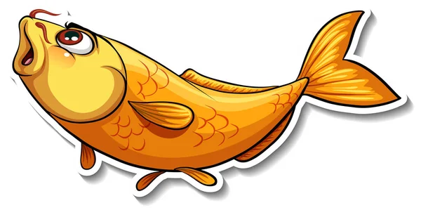 Koi Sazan Balığı Karikatür Çıkartması Çizimi — Stok Vektör