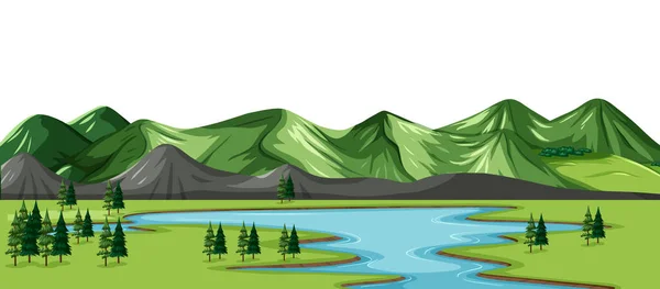 Une Illustration Fond Paysage Vert Nature — Image vectorielle