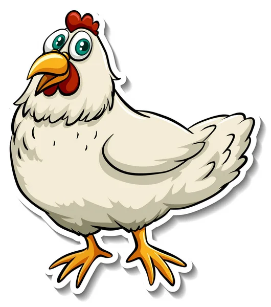 Cute Chicken Cartoon Animal Sticker Illustration — Stock Vector