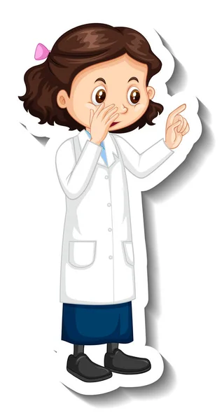 Scientist Girl Cartoon Character Standing Pose Illustration — Stock Vector