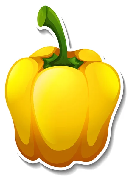 Pegatina Capsicum Amarillo Sobre Fondo Blanco Ilustración — Vector de stock