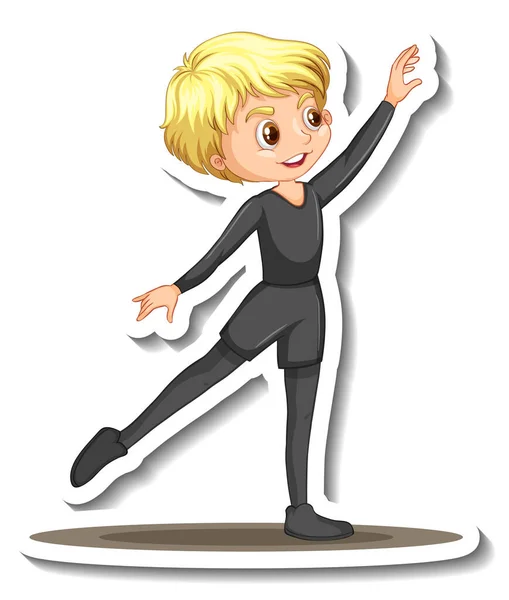 Sticker Design Avec Une Ballerine Garçon Danse Illustration Personnage Dessin — Image vectorielle