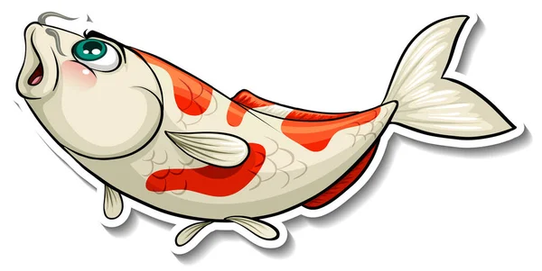 Koi Karper Vis Cartoon Sticker Illustratie — Stockvector