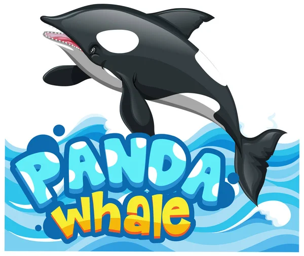 Personaje Dibujos Animados Orca Ballena Asesina Con Banner Fuente Panda — Archivo Imágenes Vectoriales