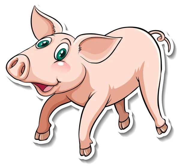 Drăguț Porc Desene Animate Animal Autocolant Ilustrare — Vector de stoc