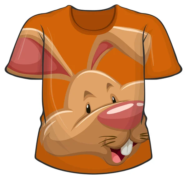 Parte Delantera Camiseta Con Ilustración Patrón Conejo — Vector de stock